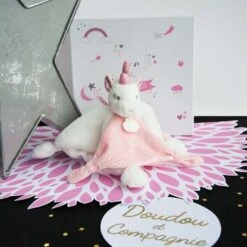 Doudou Licorne -Bébé Produits Boutique doudouetciedoudoulicorneblancetrosebrillant 3700335232776 3BaseMedia 550Wx550H